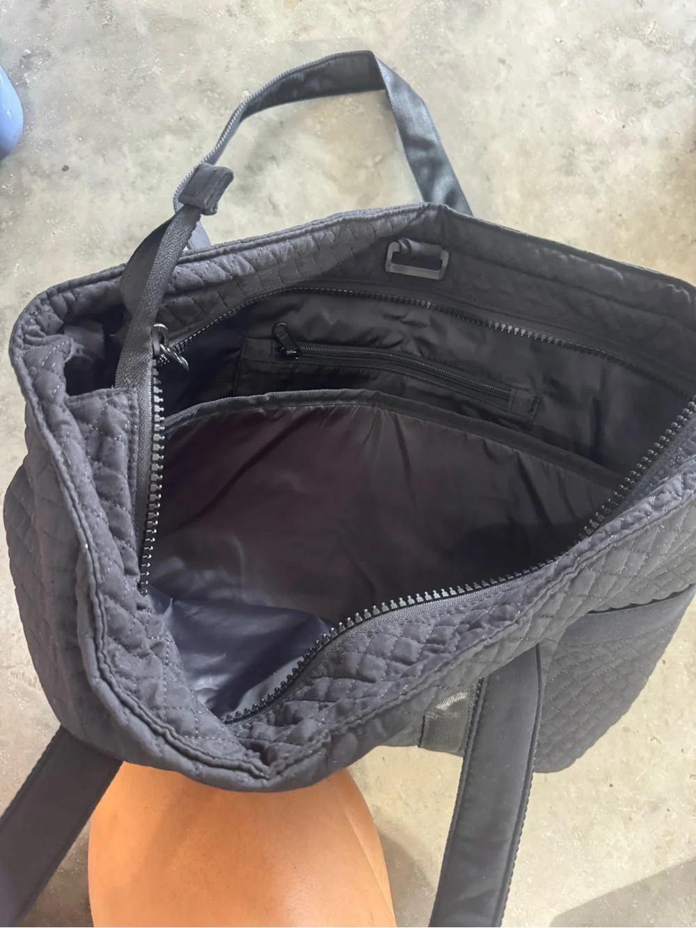 Quilted Black Tote Bag